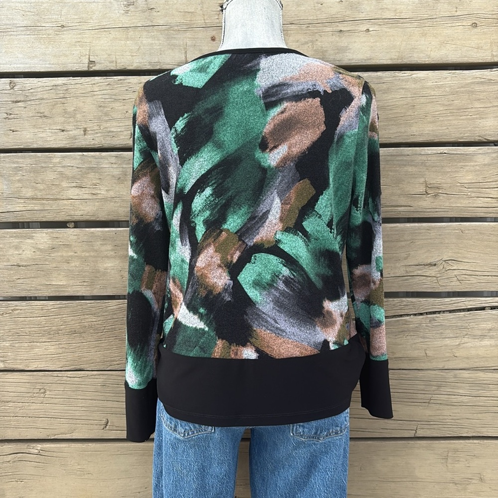 Joseph Ribkoff Abstract Print Sweater with grommet Detail Sz M - Picture 6 of 13